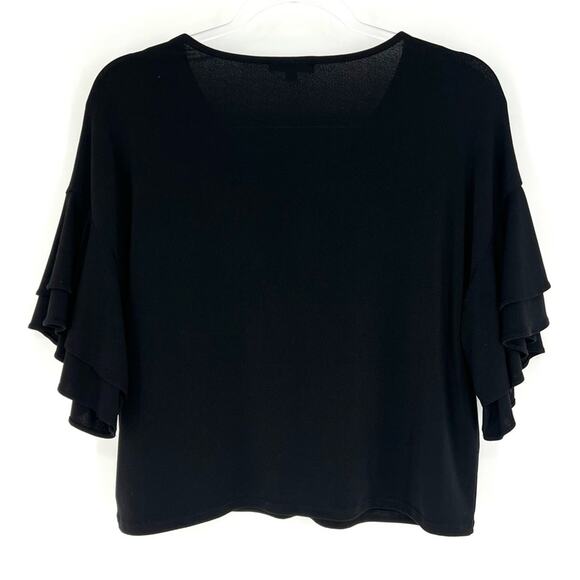 Express Short Sleeve Blouse with Ruffle Sleeve Black XS - Picture 4 of 8